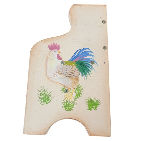 Wooden Paper Towel Holder and Shelf Rooster Chicken Painted EUC - Picture 4 of 6